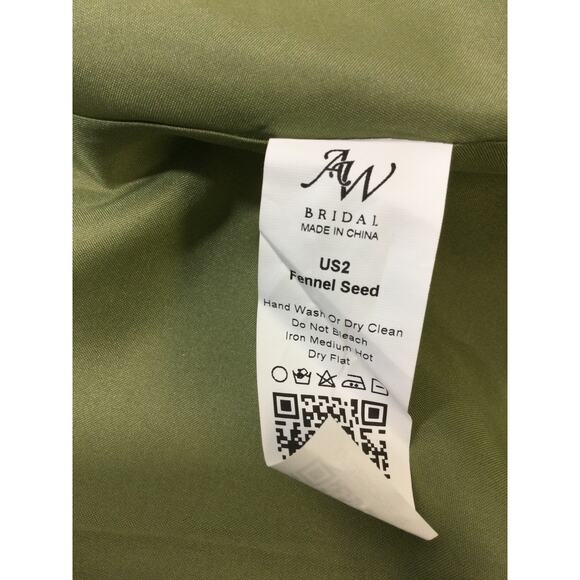 AW BRIDAL 2 XS fennel seed green Etta satin formal bridesmaid maxi dress NEW b85 - Picture 10 of 10